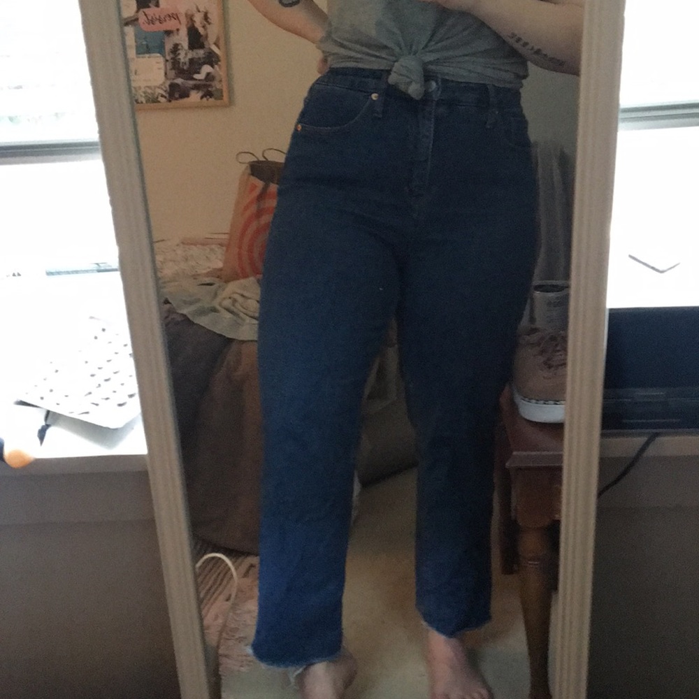 High Rise Mom Jeans/ Raw Edge Hem